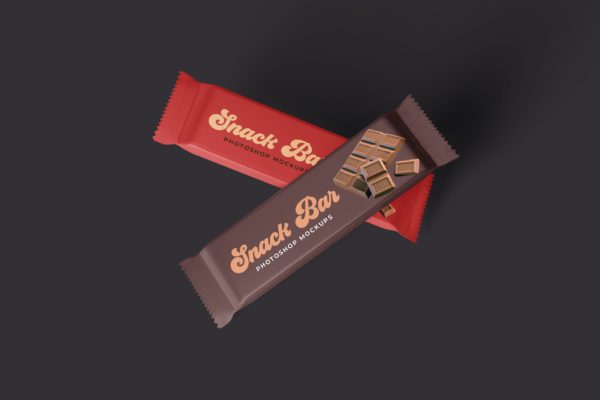 巧克力条包装袋设计图样机模板 Snack Bar Packaging Mockups