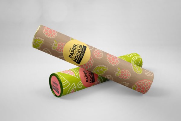 纸筒收纳包装设计样机素材模板 Paper Tube Packaging Mockup
