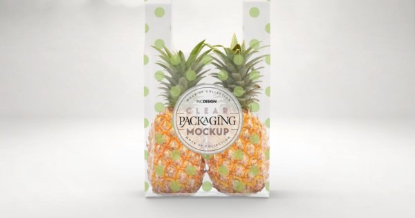 背心式透明塑料袋外观设计效果图样机 Clear Bag with Vest Handle Mockup