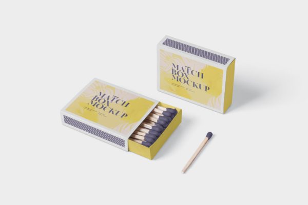 火柴盒外观设计样机素材模板 Match Box Mock-Up Set