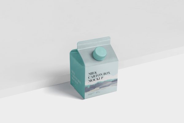 250毫升果汁/牛奶包装盒外观设计样机素材模板 Juice – Milk Mockup – 250ml Carton Box – small siz