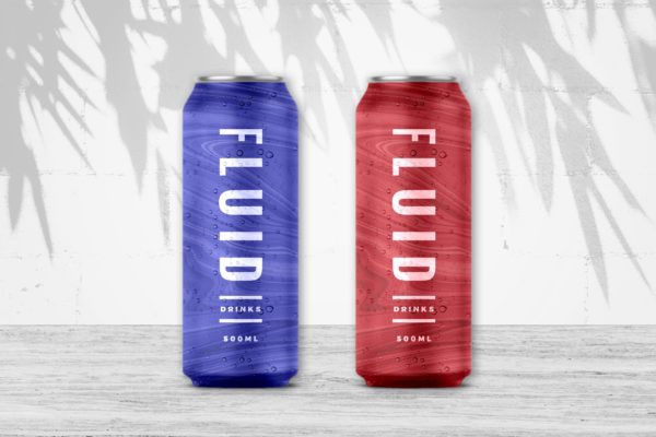 果汁易拉罐罐头设计效果图样机 Juice Can Mockup