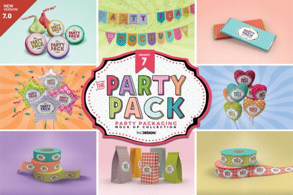 派对聚会主题装饰包装设计样机素材v7 Party Packaging Mockups Volume7
