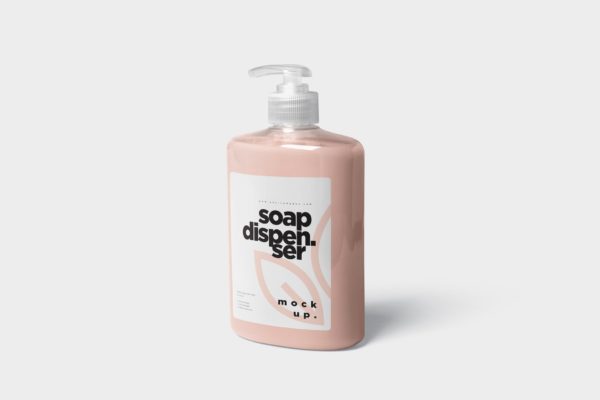 洗发水/沐浴露按压式瓶子外观设计图样机模板 Soap Dispenser Mockup Rectangle Shape