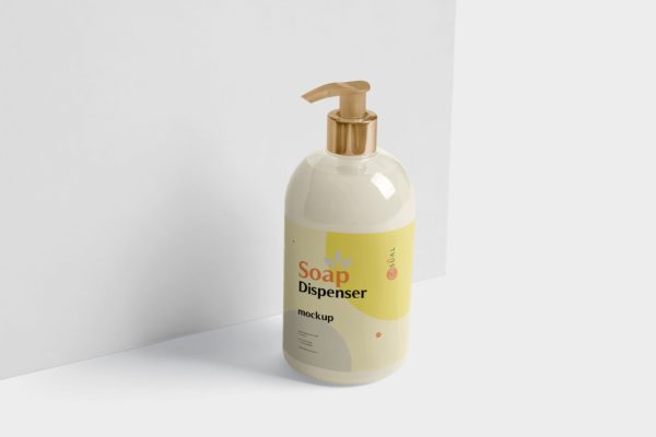 沐浴露/洗发水按压瓶外观设计样机素材 Soap Dispenser Mockup – Round Shape