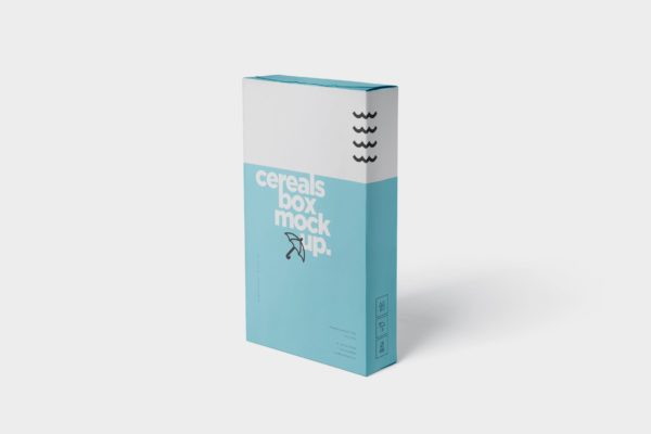 香烟/避孕套/扑克牌适用的超薄包装盒外观设计样机素材 Cereals Box Mockup – Slim Size Box