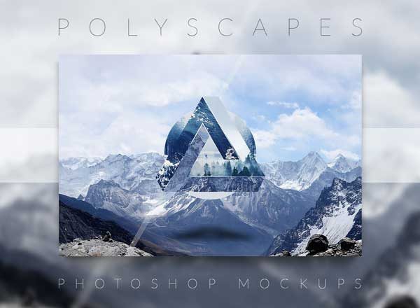 超梦幻大片视觉照片样机素材模板 Polyscape Generator Photoshop Mockups
