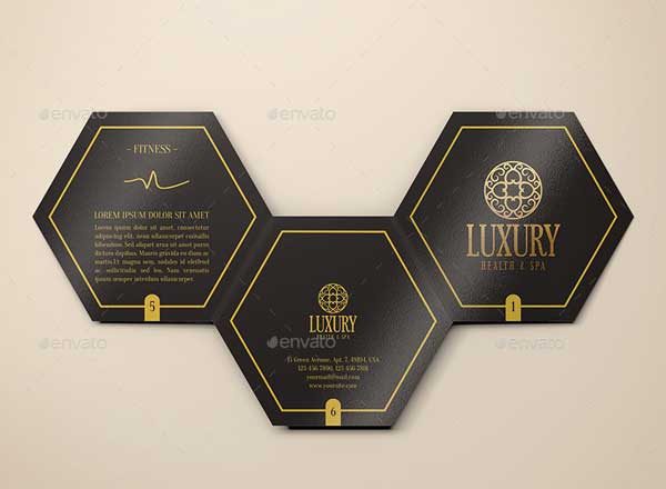 六边形折页宣传小册样机素材 Hexahedron Trifold Brochure Mock-Up