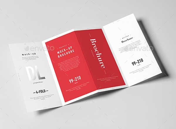 4折页小册宣传单展示样机素材 4xDL Brochure Mock-up