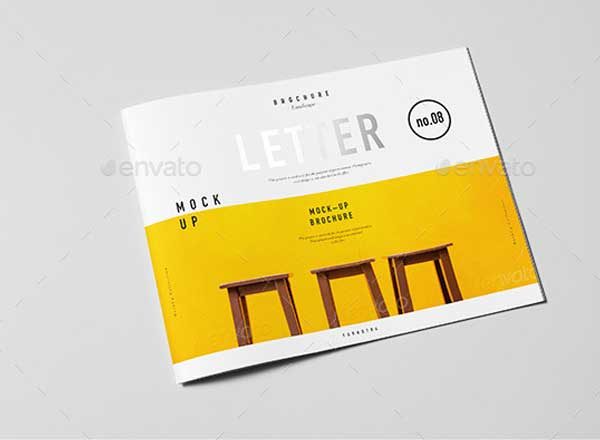 长方形宣传小册样机素材 Horizontal US Letter Brochure Mock-up