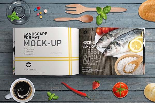 A4尺寸的杂志模型和场景生成器[psd]