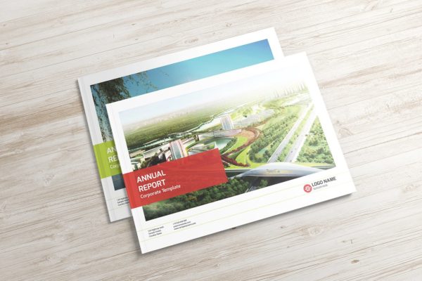 A4规格企宣画册样机素材模板 A4 Landscape Catalog Mockups v.2