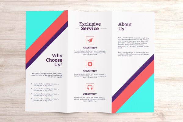 三折宣传传单手册样机素材模板 Letter-fold brochure Mockups v.3