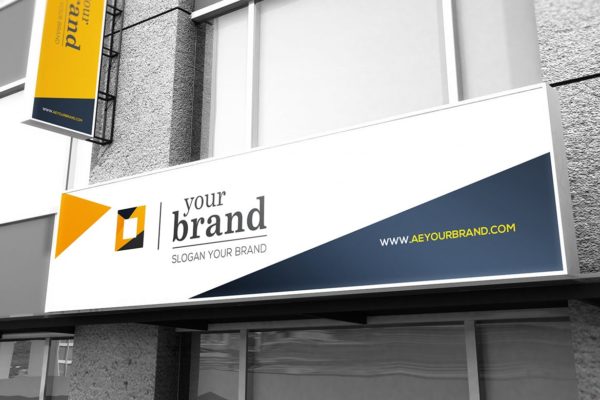 高品质的多用途时尚品牌设计门头设计VI样机素材展示模型mockups