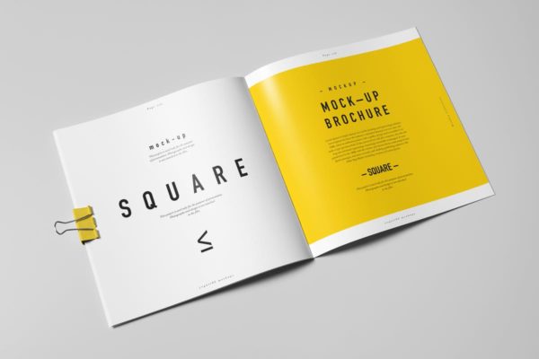 方形画册样机素材模板 Square Brochure Mock-up