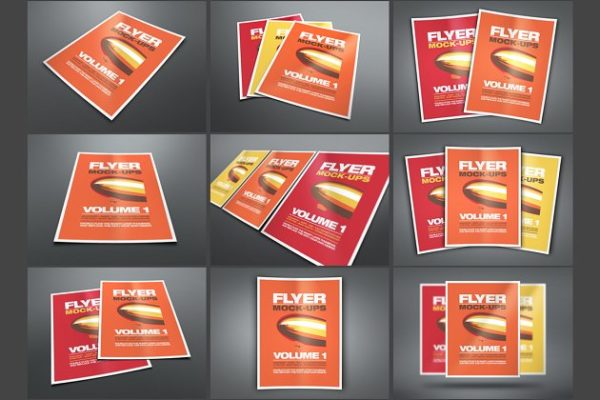 多视角传单样机素材模板 Flyer Mock-ups Vol.1