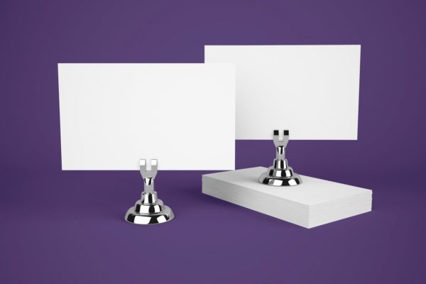 立式企业名片印刷纸张样机素材 Business Cards letterpress paper