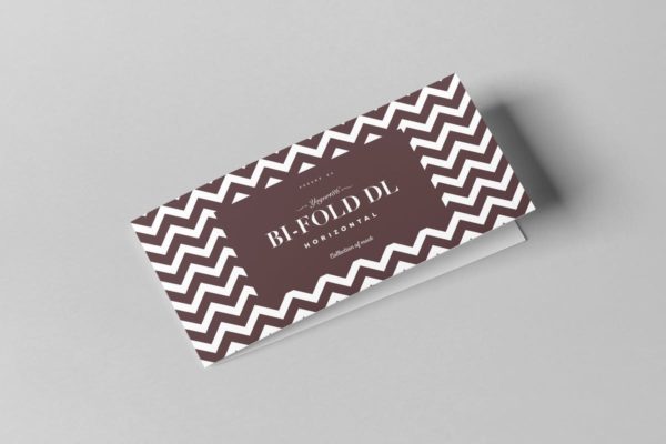 对折长方形小册样机素材模板2 Bi-Fold DL Horizontal Brochure 2