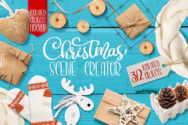 圣诞节新年场景VI样机素材展示模型mockups创作者