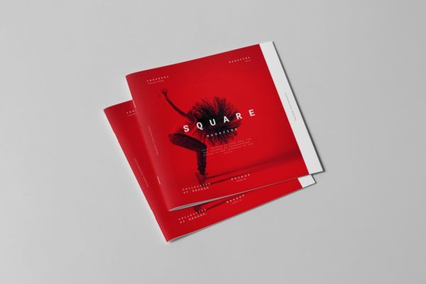 方形画册小册子样机素材模板v2 Square Brochure Mock-up 2