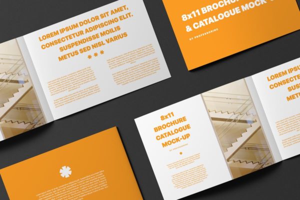 8X11景观手册/目录样机素材模板 8×11 Landscape Brochure / Catalogue Mock-Up