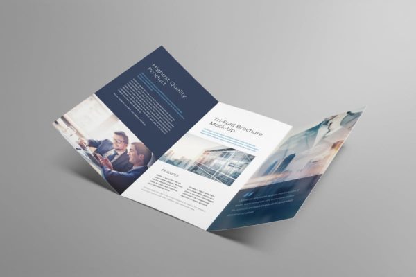 三折页小册子传单样机素材模板 Tri fold Brochure Mockup