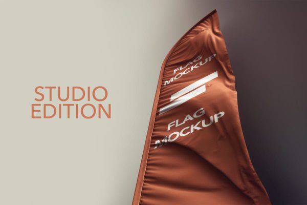 3D帆船旗帜样机素材模板 3D Flags Feather / Bow / Sail Flag Mockup