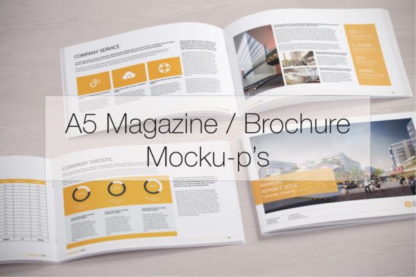 A5规格杂志画册样机素材模板 A5 Magazine / Brochure Mock-up’s