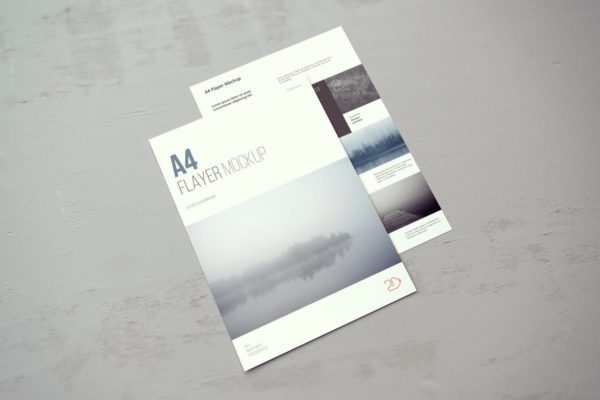 A4标准纸张规格传单样机素材模板 A4 Flyer Mock-Up