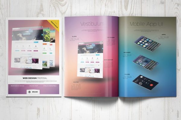 网页设计/APP设计宣传画册样机素材模板 Web Design Proposal