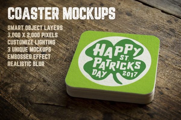 逼真的正方体便签设计样机素材模板V.1 Coaster Mockups Volume 1