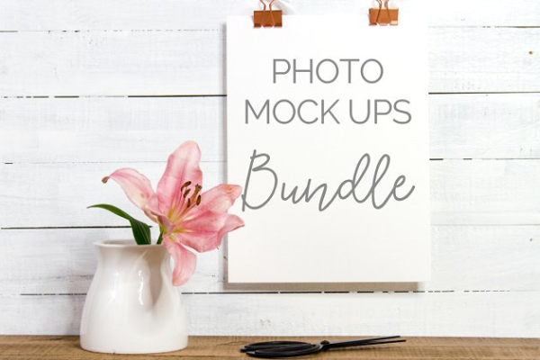 实景拍摄长方体花卉便签样机素材模板 Floral Mockup Bundle (9 Images)