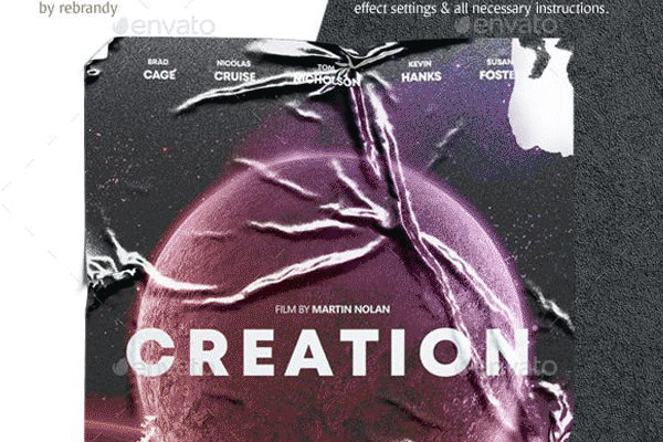 墙面粘贴的海报效果样机素材 [PSD]