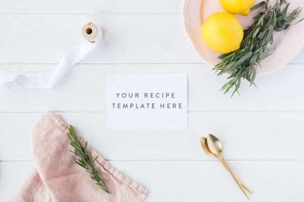 现代极简主义便签样机素材模板 Recipe card mock up – Psd+Jpg