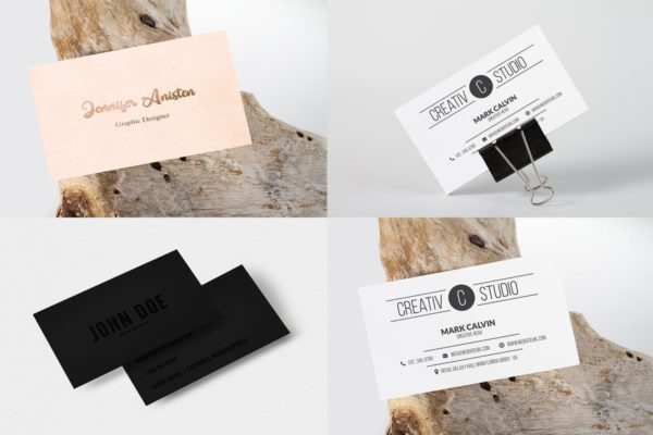4款经典实用企业名片样机素材模板v02 4 Business Card Mock Up Vol 02