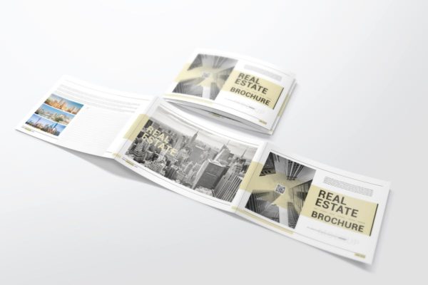时尚简约A4三折宣传册样机素材 A4 Trifold Brochure Mockups