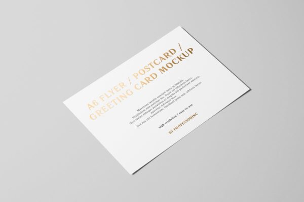 A6传单/明信片/贺卡铝箔冲压特殊工艺样机素材 A6 Flyer / Postcard / Greeting Card Mockup