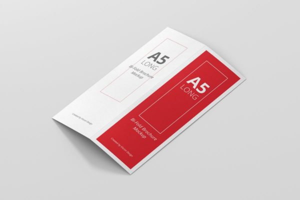 A5长方形双折页餐牌/宣传册样机素材 A5 Long Bi-Fold Brochure Mock-Up