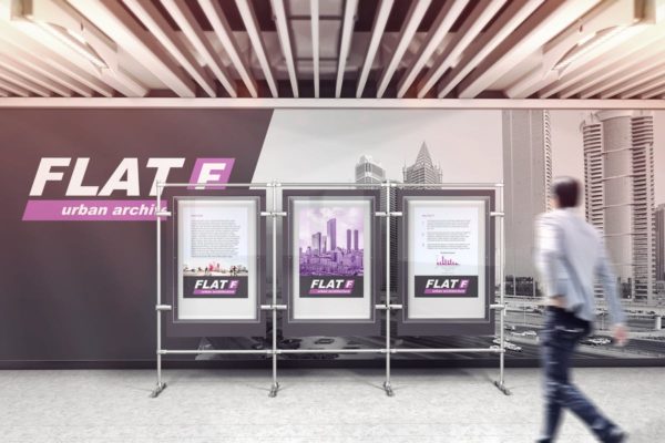 展览馆广告海报展示样机素材模板 Ad In The Exhibition Hall Mockups