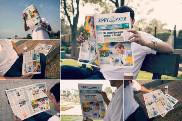 户外阅览新闻广告报纸样机素材模板 Outdoor Newspaper Mockups
