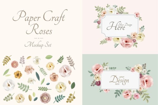 婚礼邀请函设计展示样机素材模板 Wedding Card Mockup