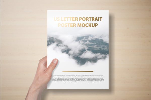 美国信纸规格海报传单/信头样机素材 US Letter Portait Flyer / Letterhead Mockup