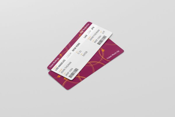 高品质的圆角机票/入场券/优惠券样机素材 Ticket Round Corner Mockup