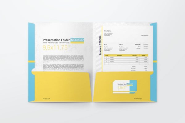 办公专用文件夹样机素材模板 Reinforced Two Pocket Presentation Folder Mockup