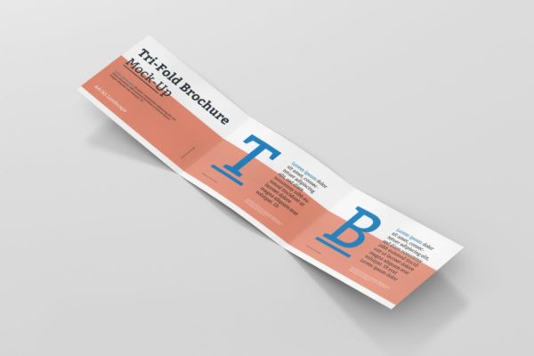 三折页横向多尺寸小册子样机素材 Tri-Fold Brochure Mockup – Din A4 A5 A6 Landscape