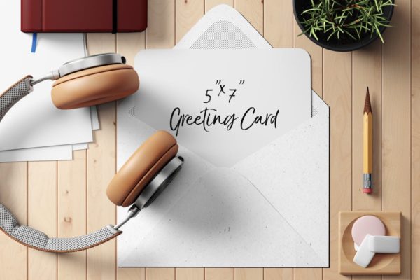 7×5圆角邀请函/贺卡样机素材套装1 7×5 Rounded Corners Greeting Card Mockup Set 1