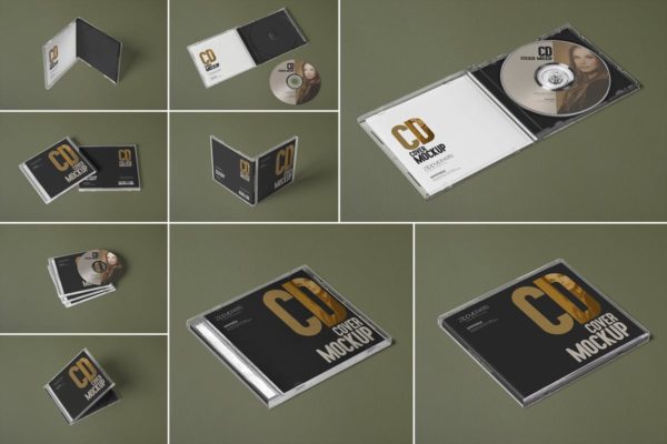 经典圆盘音乐CD封面样机素材 9 CD Cover Mockups