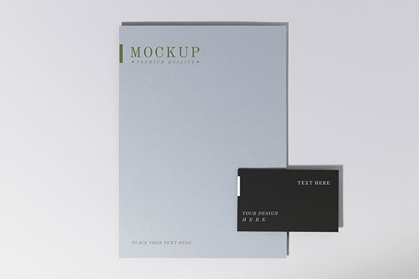 简约时尚清新海报和名片样机素材VI展示模型mockups
