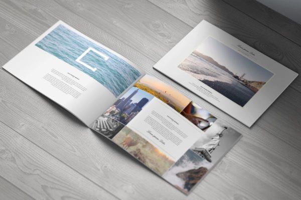 简约A4风景杂志宣传册样机素材 A4 Landscape Brochure Mock-Up