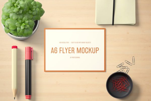 高品质A6横向传单样机素材套装v1 A6 Landscape Flyer Mockup Set 1